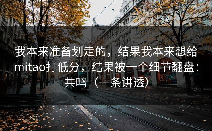 我本来准备划走的，结果我本来想给mitao打低分，结果被一个细节翻盘：共鸣（一条讲透）