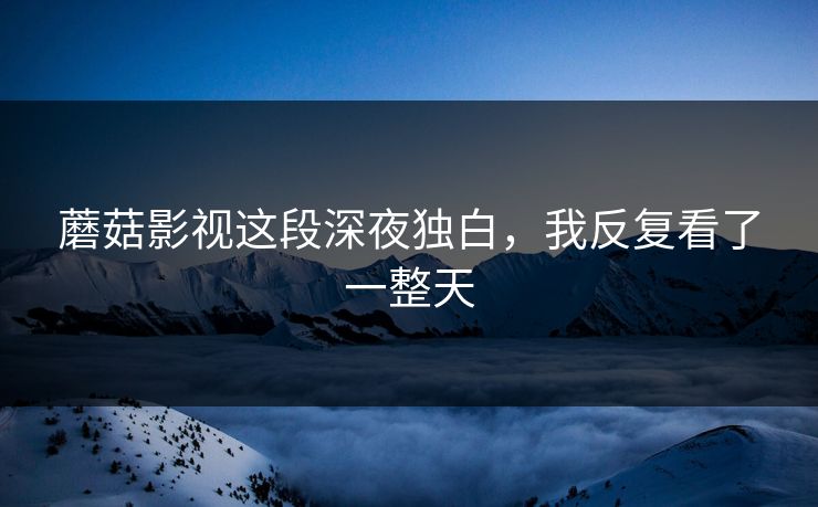 蘑菇影视这段深夜独白，我反复看了一整天